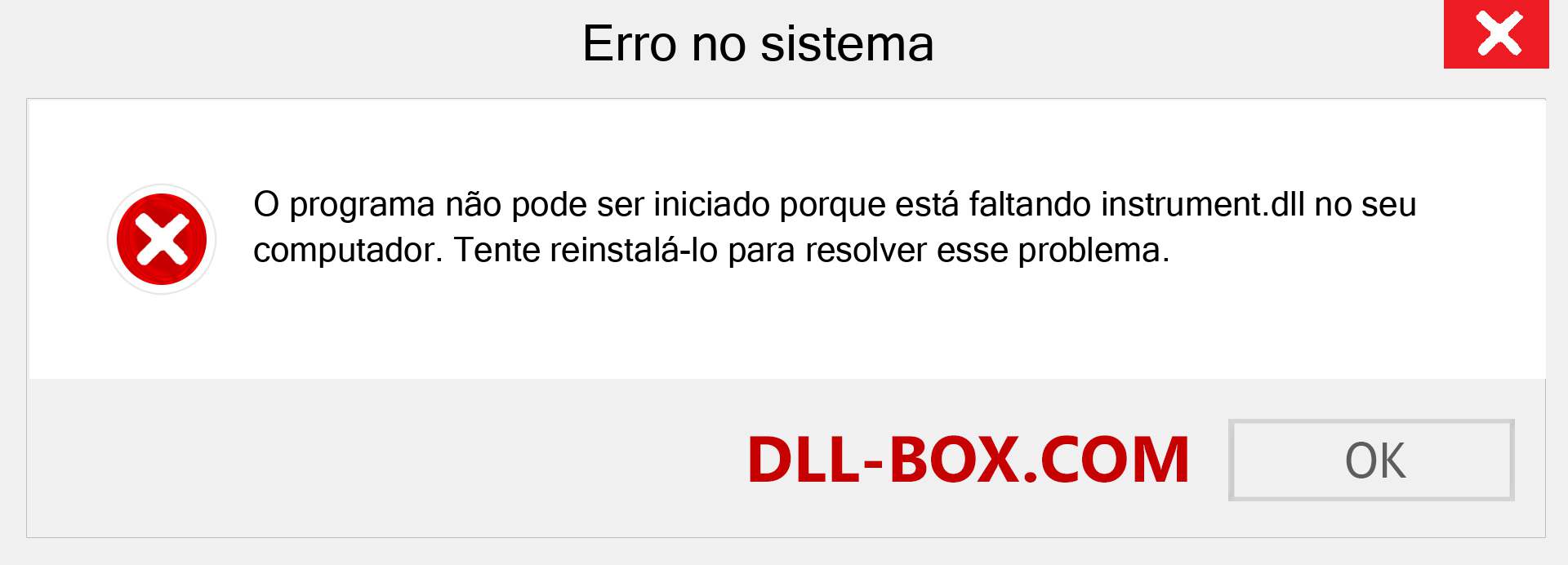 Arquivo instrument.dll ausente ?. Download para Windows 7, 8, 10 - Correção de erro ausente instrument dll no Windows, fotos, imagens