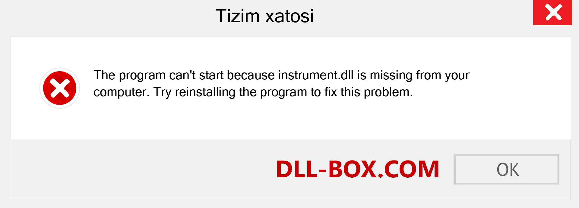 instrument.dll fayli yo'qolganmi?. Windows 7, 8, 10 uchun yuklab olish - Windowsda instrument dll etishmayotgan xatoni tuzating, rasmlar, rasmlar